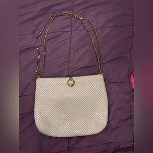 Vintage Whiting & Davis Cream Sequin Purse with Gold Chain